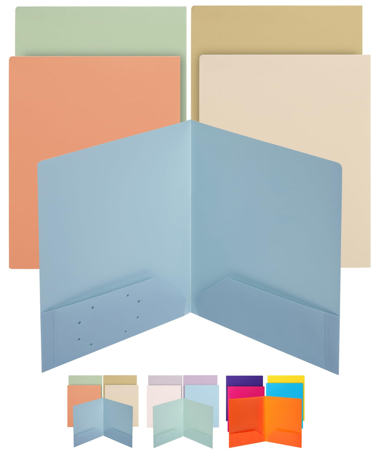 Mr. Pen- Plastic Folders with Pockets, 5 pcs | Aesthetic File Folder with Business Card Slot, 2-Pocket Folder, Back to School, Office, Filing Supplies