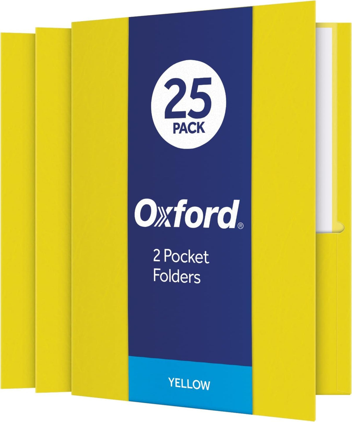 Oxford Twin-Pocket Folders, Textured Paper, Letter Size, Dark Blue, Holds 100 Sheets, Box of 25 (57538EE)