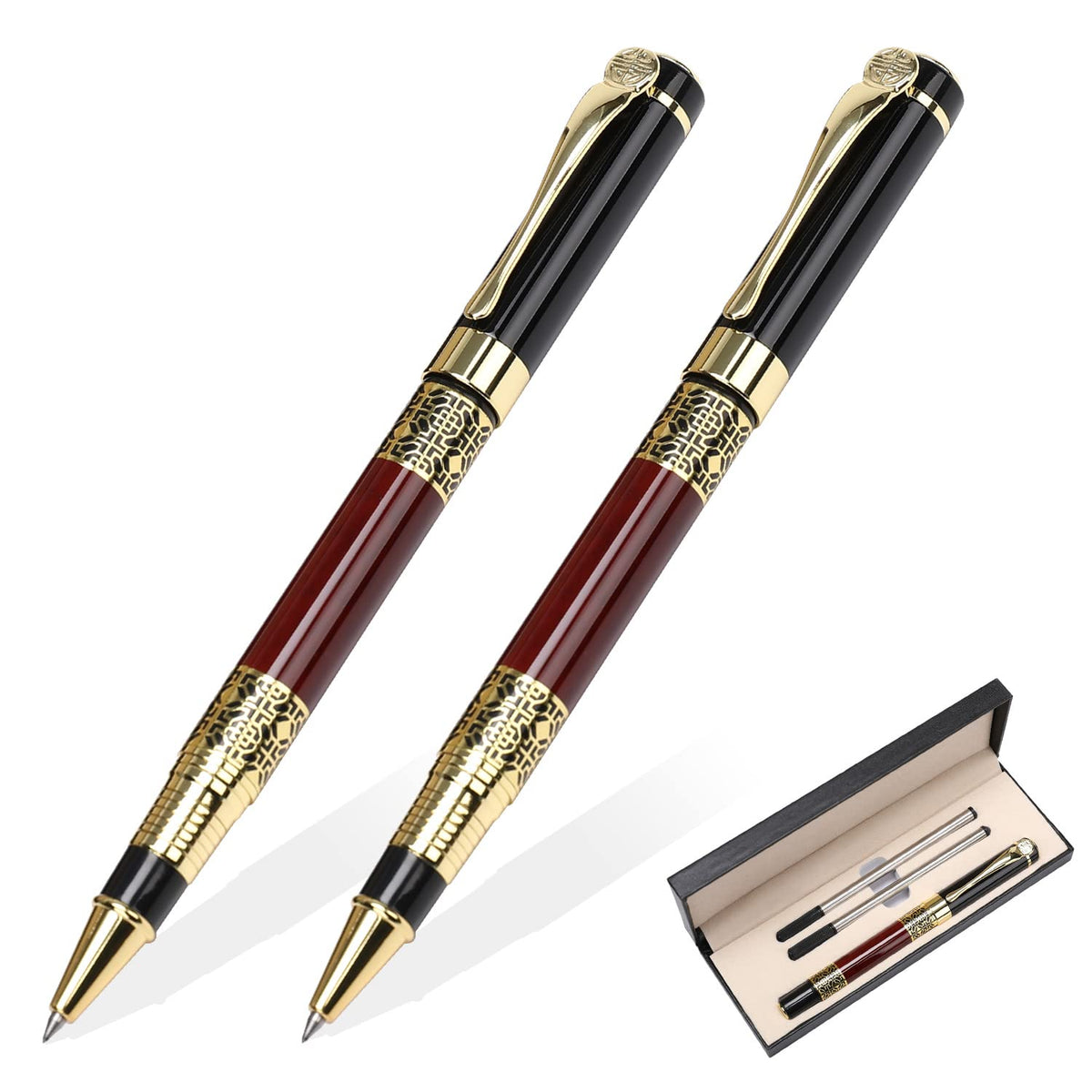 YIVONKA Ballpoint Pen Black Refill,business pens,Luxury Pen,Best Ball Pen Gift Set for Men & Women Professional Executive,Office,Nice Pens Classy Gift Box (Black)