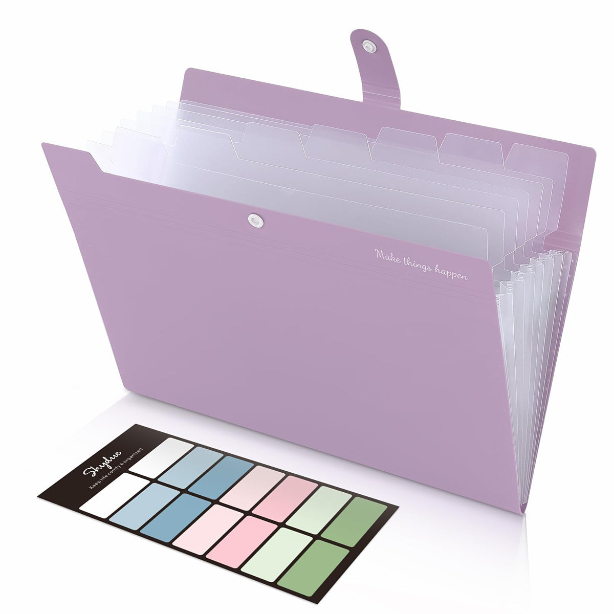 SKYDUE Expanding File Organizer with 8 Pockets, Accordion File Folders with Labels, Portable Document Paper Bill Receipt Organizer, Home College School Office Supplies, Letter Size, Blue