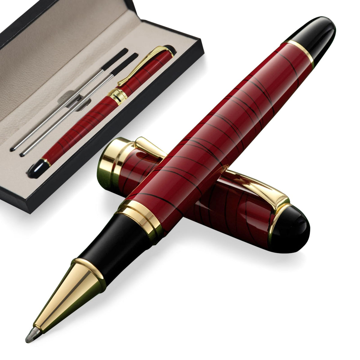 Luxury Ballpoint Pens Black Ink 0.5mm Medium Point Work Pen Smooth Writing,Elegant Fancy Nice Gift Pen Set for Signature Executive Business Office Supplies (Blue)