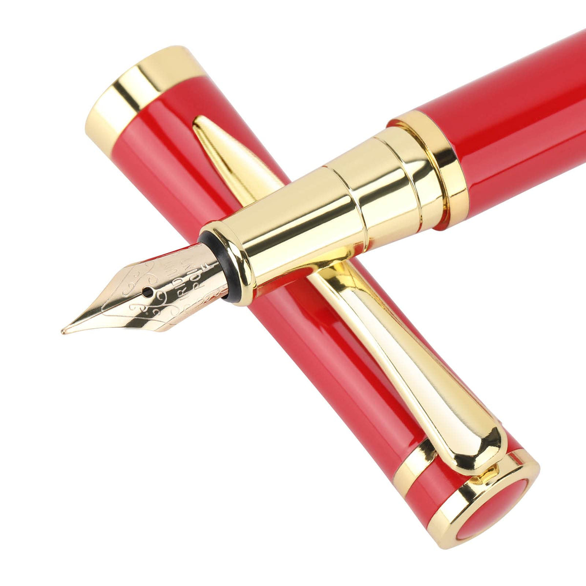 Cheericome Fountain Pen Set - Luxury Writing Instrument for Men & Women - Fine Nib With 10 Ink Cartridges and Refill Converter - Gold