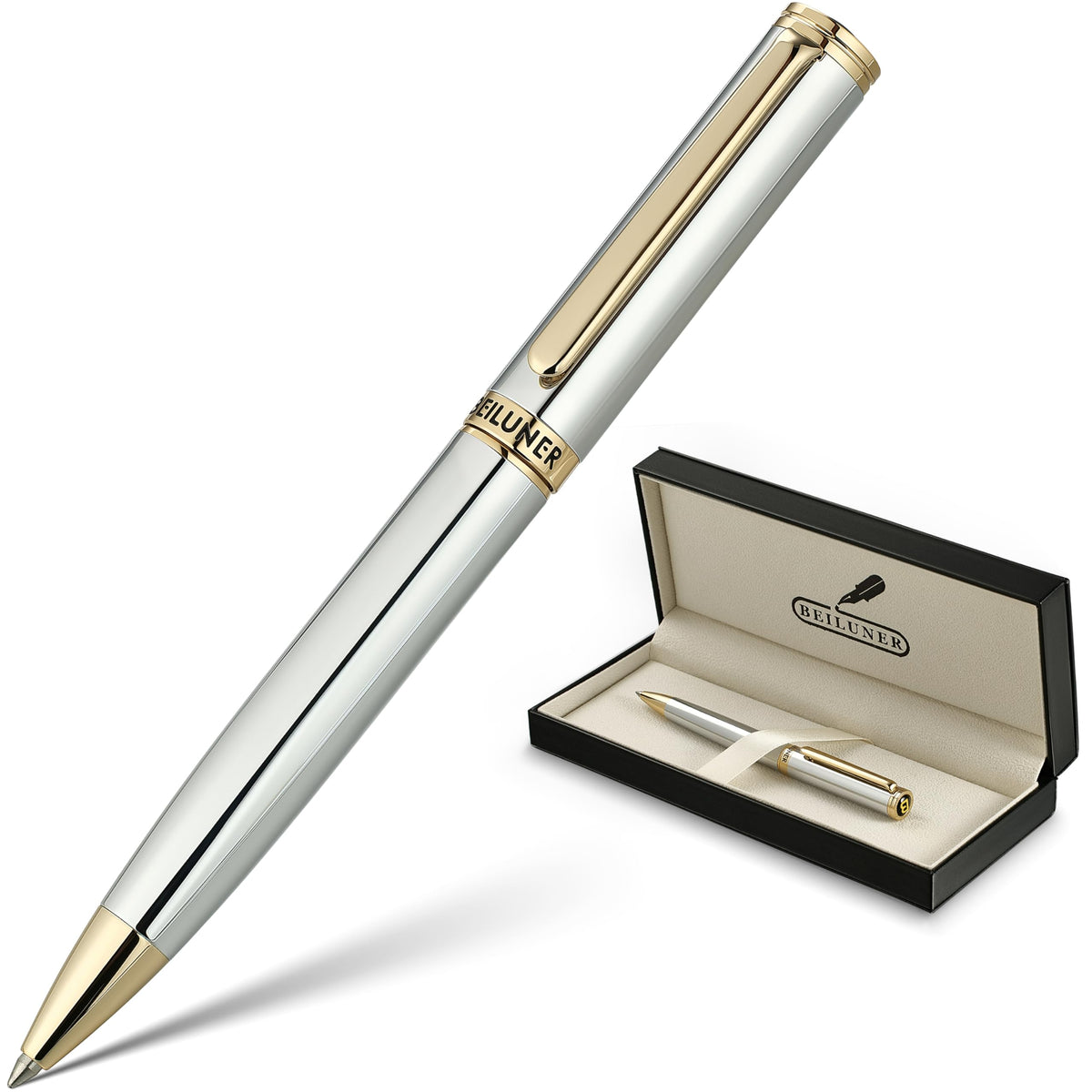 BEILUNER Luxury Gel Pen with 24K Gold Finish, Green Piano Lacquer, Luxury Grade Craftsmanship, Fancy Pen Gift Set for Men and Women, Graduation Gift, Executive, Office, Retractable, Nice Pen Set