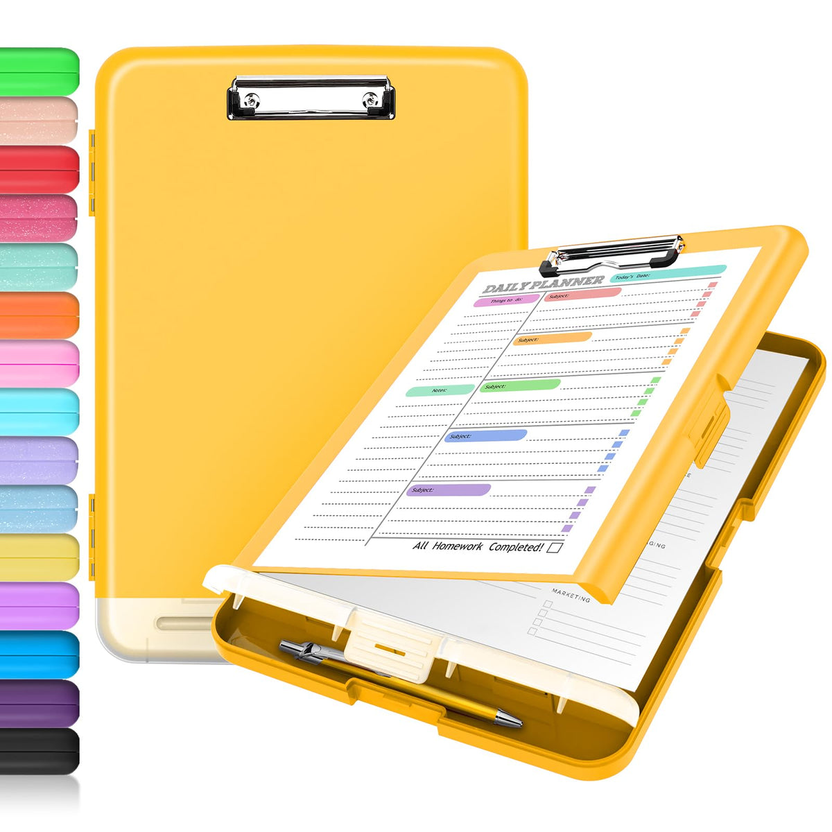 Sooez Clipboard with Storage, Clip Board 8.5 x 11 with Pen Holder, High Capacity Plastic Organization Case Box for Letter Legal A4 Size Paper, Nurses Teachers Must Haves, School & Office Supplies