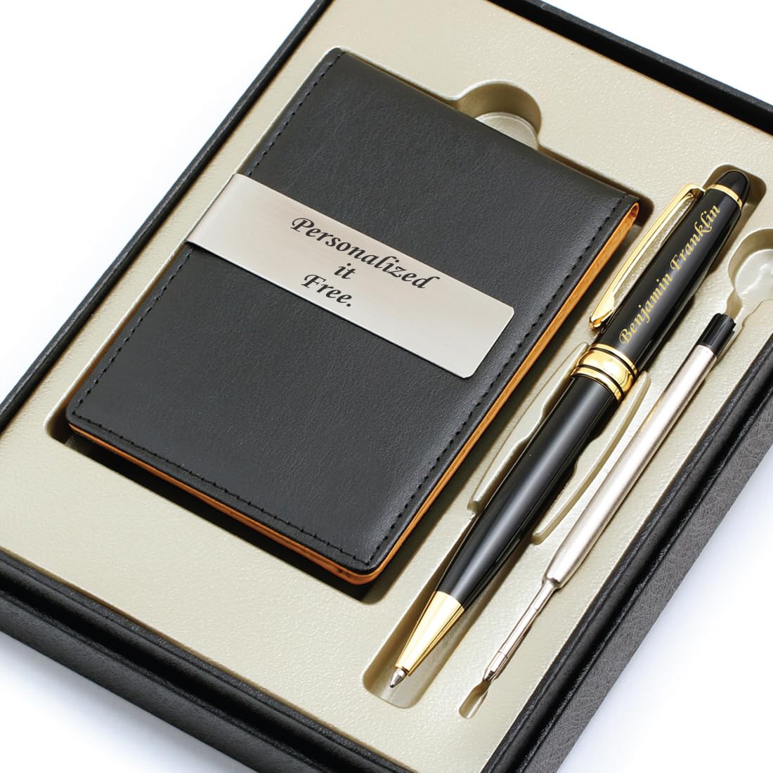 Free Engraving - Personalized Roller Ballpen, Ballpoint pen, Ball pen, Refillable Pens, Retractable Medium Refill Pen Black Ink, Custom Gifts for Men, Women, Classy Gift Box