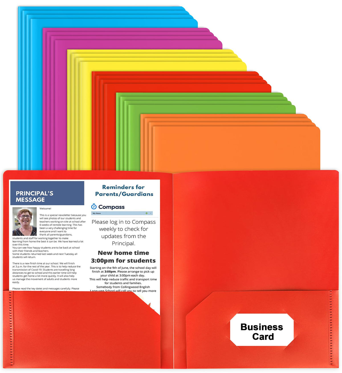 HABGP Plastic Folders with Pockets, 6 Color Heavy Duty Two Pocket Folders