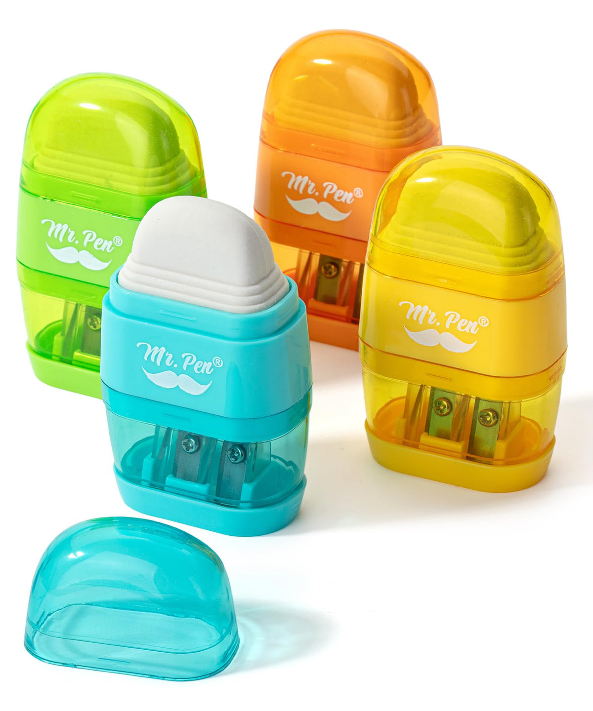 Mr. Pen- Pencil Sharpener & Eraser, 4 Pack