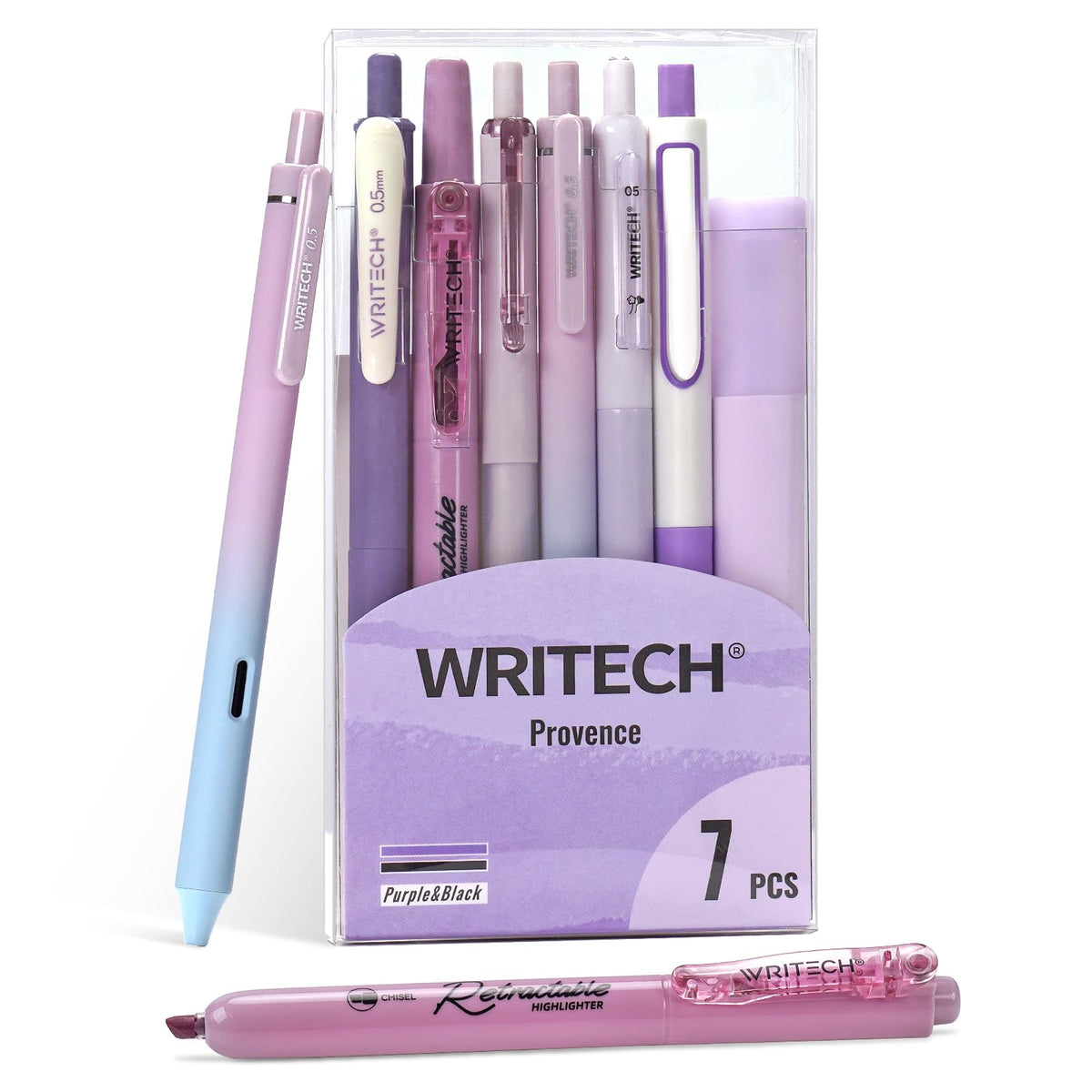 WRITECH Gel Pens Journaling Highlighters: 0.5 & 0.7mm Blue Journal Set 7ct