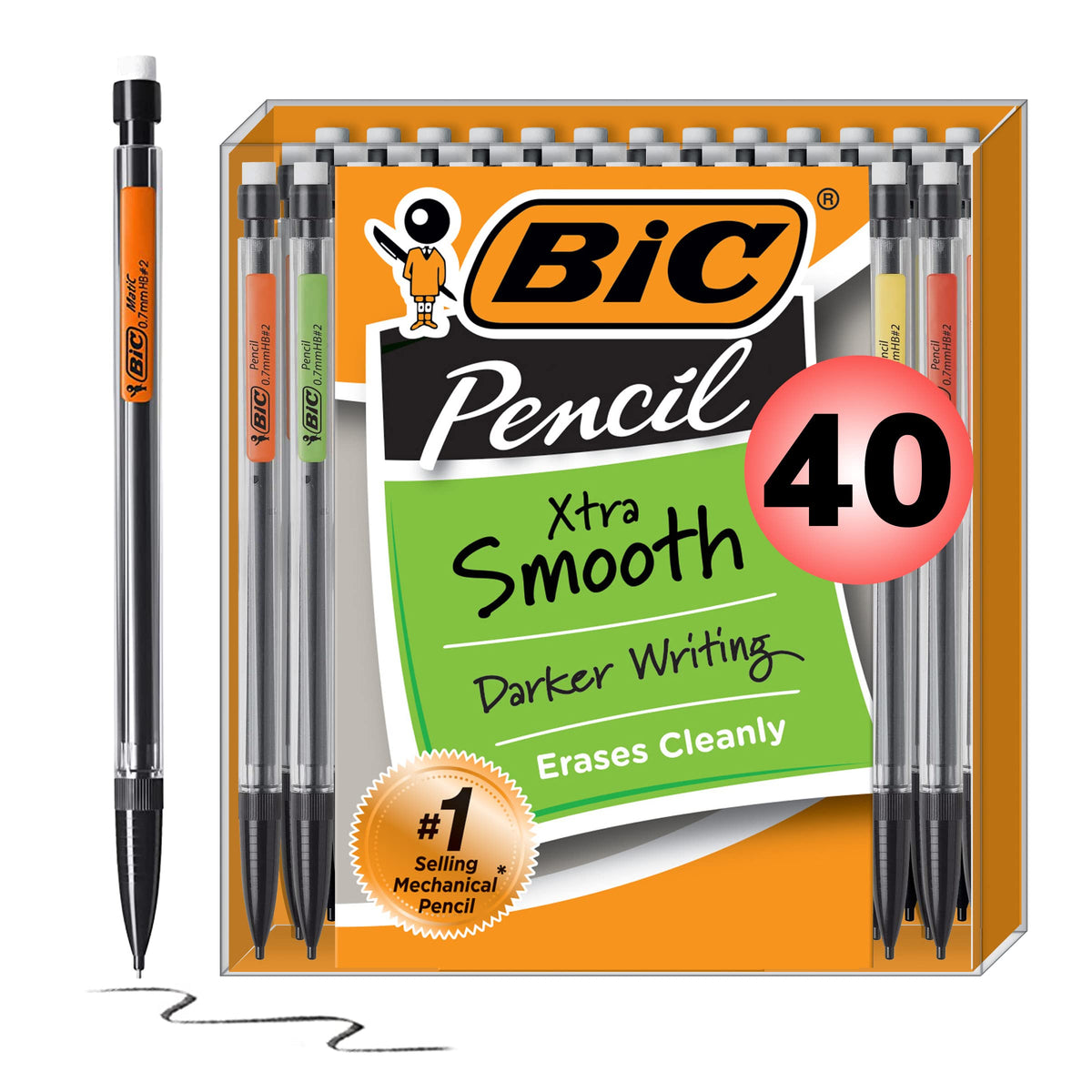 BIC Xtra-Smooth Mechanical Pencils, 0.7 mm Medium Point, 40-Count