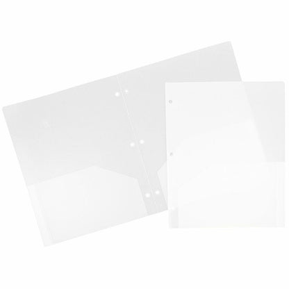 JAM PAPER Heavy Duty Plastic 3 Hole Punch Pocket Folders - Extra Tough School Folders - Assorted Primary Colors - 6/Pack