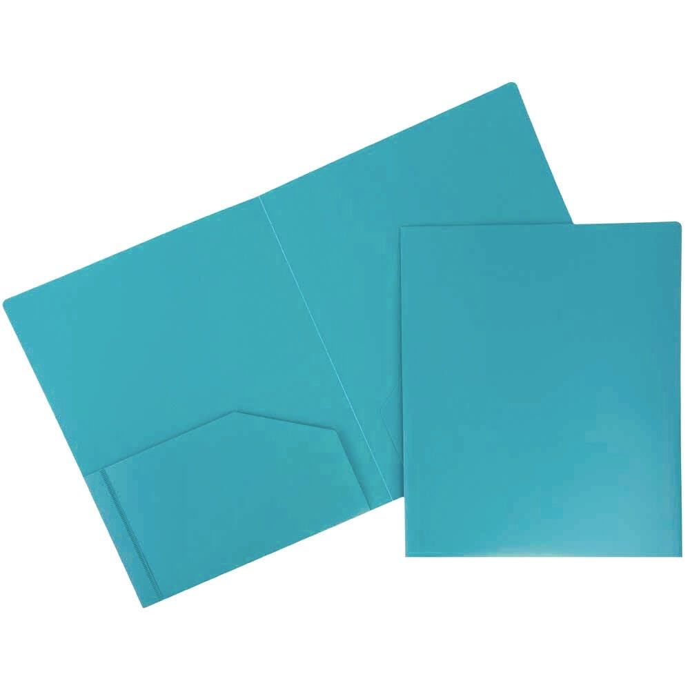 JAM PAPER Heavy Duty Plastic 2 Pocket Extra Tough School Folders - Assorted Primary Colors - 6/Pack