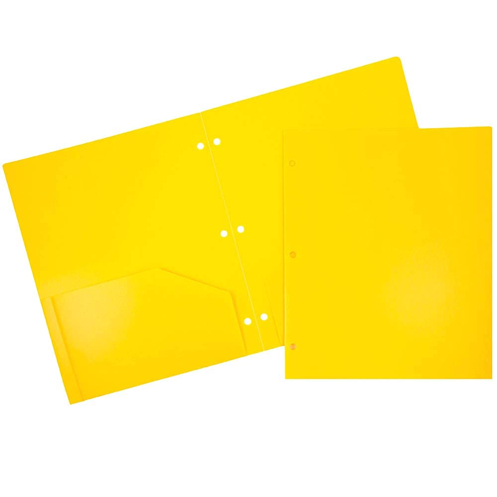 JAM PAPER Heavy Duty Plastic 3 Hole Punch Pocket Folders - Extra Tough School Folders - Assorted Primary Colors - 6/Pack