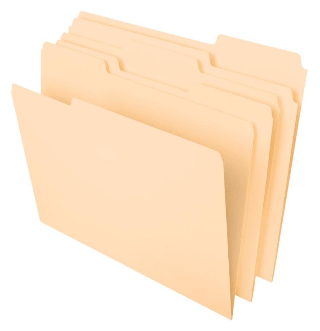 Pendaflex File Folders, 100 Pack, Durable Manila Folders, Letter Size (8.5" x 11"), 3 Top Tabs for Easy Labeling, Everyday Filing Essential for Offices, Classrooms & Home Document Organization