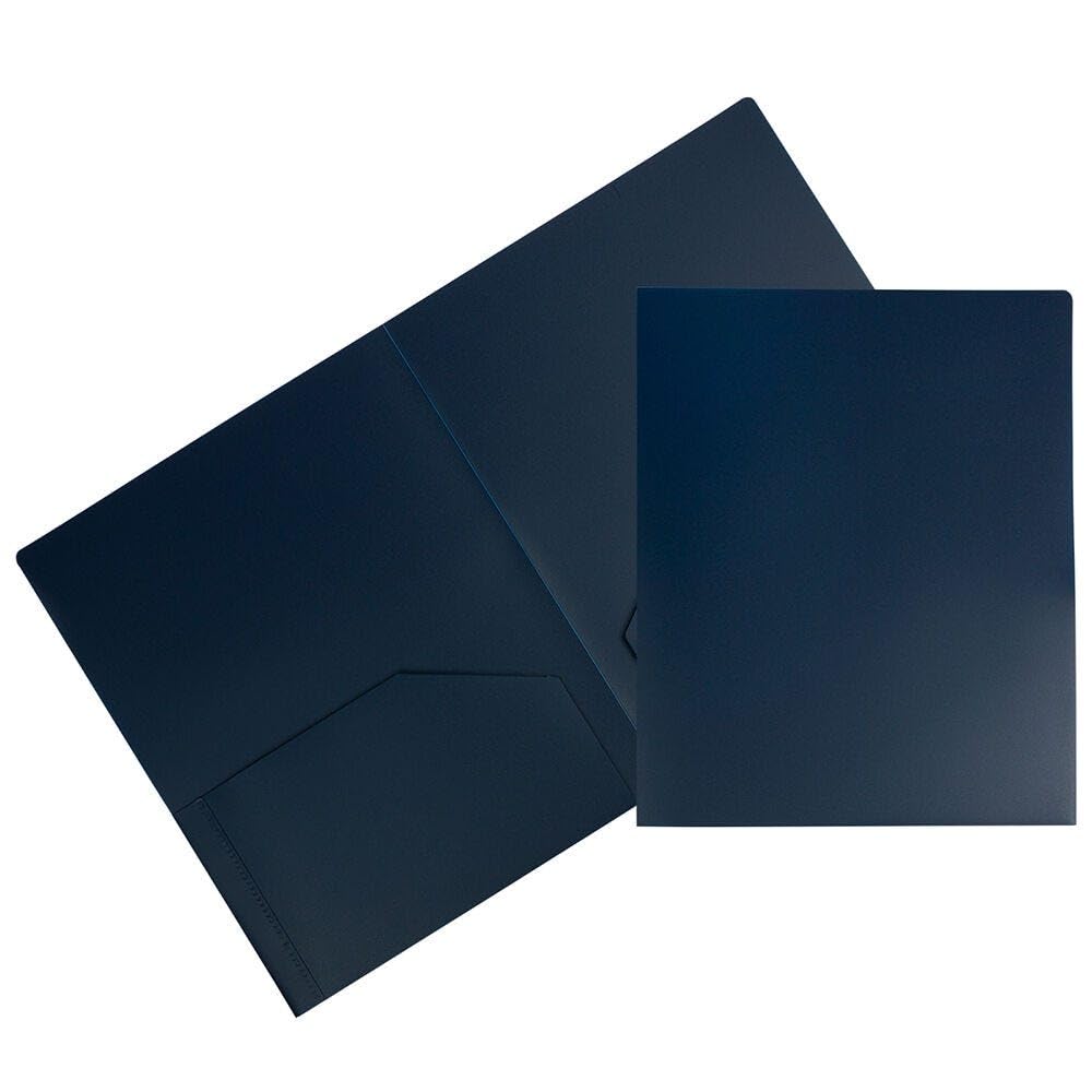 JAM PAPER Heavy Duty Plastic 2 Pocket Extra Tough School Folders - Assorted Primary Colors - 6/Pack