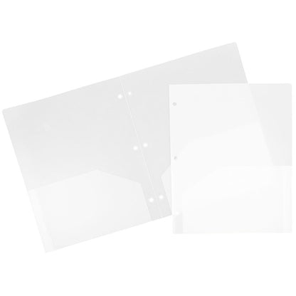 JAM PAPER Heavy Duty Plastic 3 Hole Punch Pocket Folders - Extra Tough School Folders - Assorted Primary Colors - 6/Pack