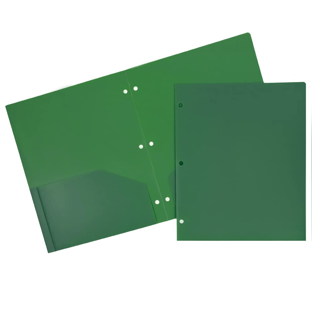 JAM PAPER Heavy Duty Plastic 3 Hole Punch Pocket Folders - Extra Tough School Folders - Assorted Primary Colors - 6/Pack