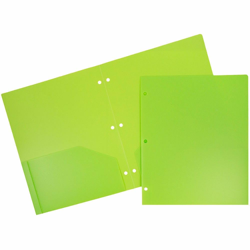 JAM PAPER Heavy Duty Plastic 3 Hole Punch Pocket Folders - Extra Tough School Folders - Assorted Primary Colors - 6/Pack