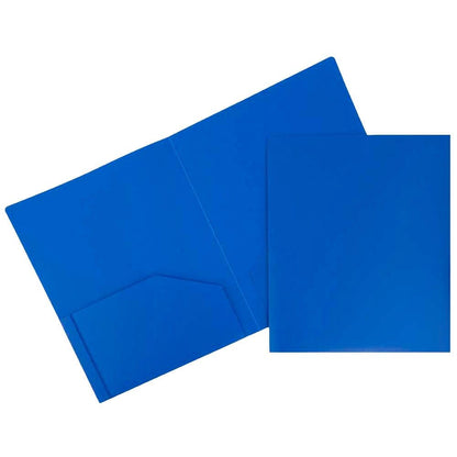 JAM PAPER Heavy Duty Plastic 2 Pocket Extra Tough School Folders - Assorted Primary Colors - 6/Pack