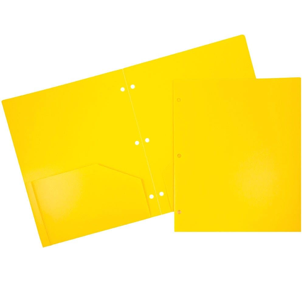 JAM PAPER Heavy Duty Plastic 3 Hole Punch Pocket Folders - Extra Tough School Folders - Assorted Primary Colors - 6/Pack