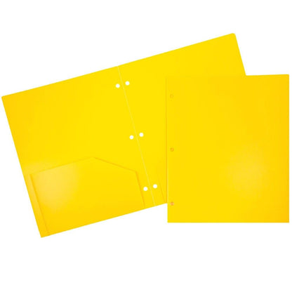 JAM PAPER Heavy Duty Plastic 3 Hole Punch Pocket Folders - Extra Tough School Folders - Assorted Primary Colors - 6/Pack