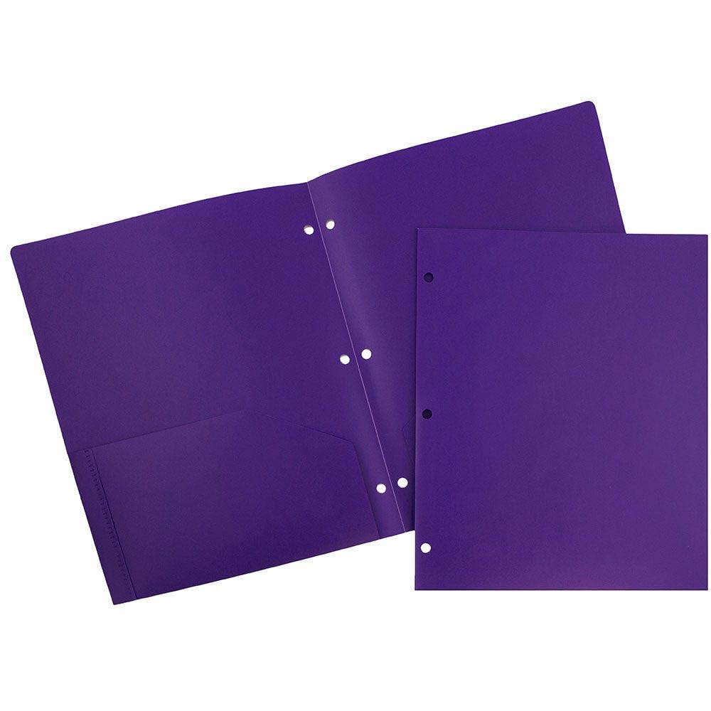 JAM PAPER Heavy Duty Plastic 3 Hole Punch Pocket Folders - Extra Tough School Folders - Assorted Primary Colors - 6/Pack