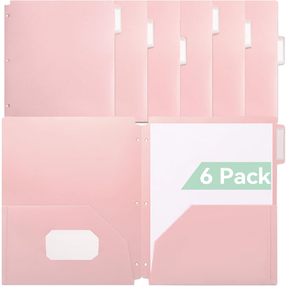 SortRax Plastic Folders with Pockets, 3-Hole, 3 Tab Positions, Pastel