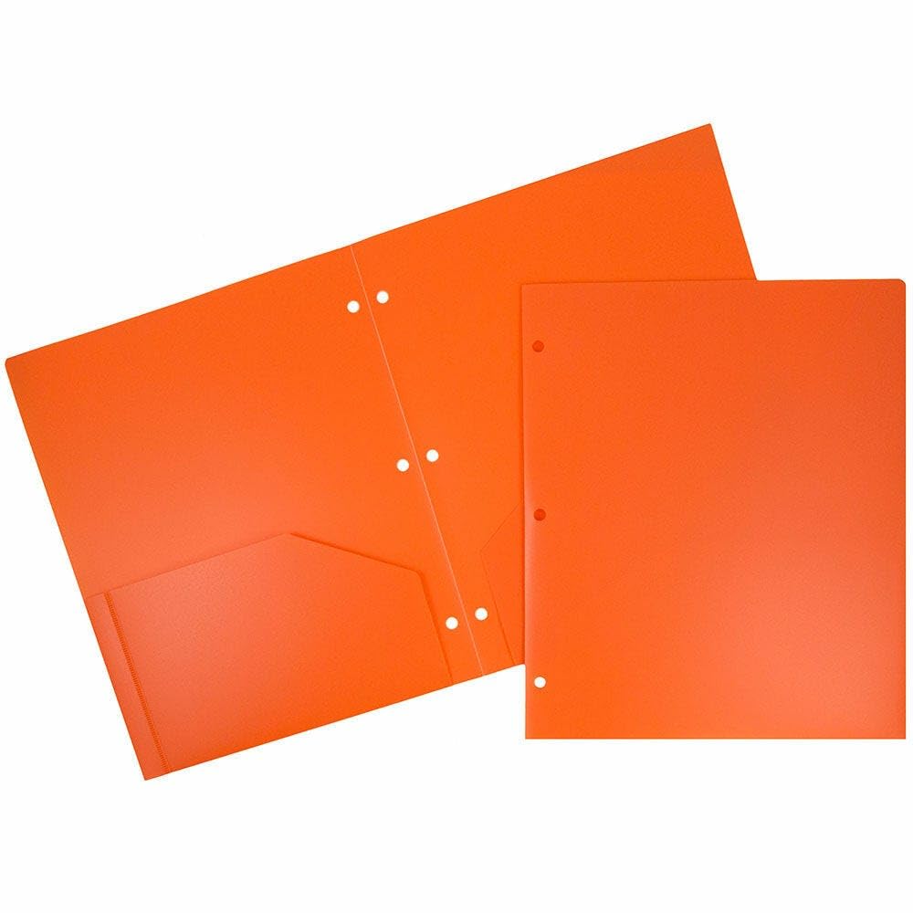 JAM PAPER Heavy Duty Plastic 3 Hole Punch Pocket Folders - Extra Tough School Folders - Assorted Primary Colors - 6/Pack