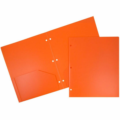 JAM PAPER Heavy Duty Plastic 3 Hole Punch Pocket Folders - Extra Tough School Folders - Assorted Primary Colors - 6/Pack