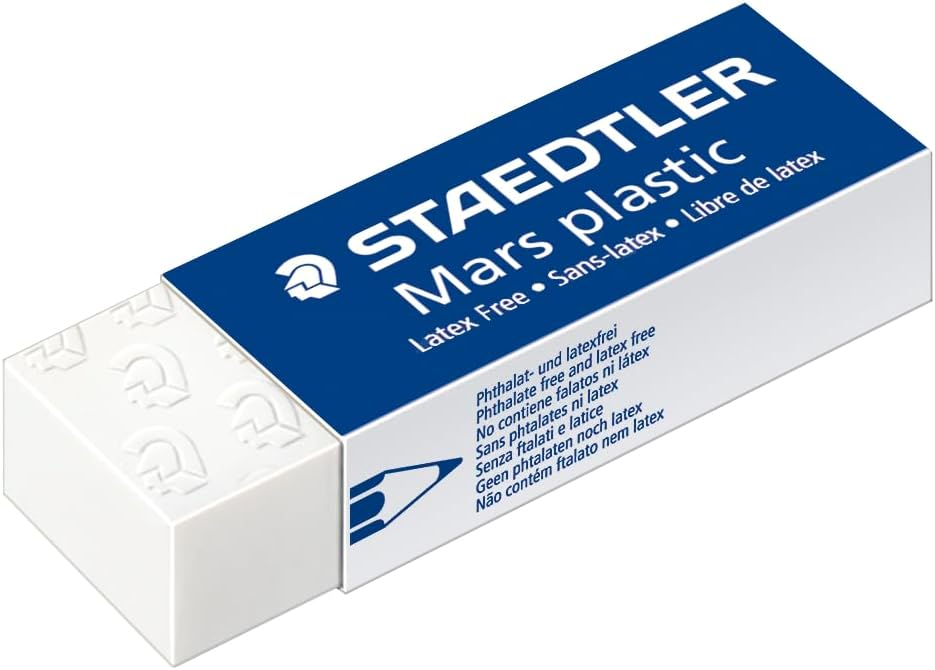 STAEDTLER Mars Plastic Vinyl Erasers (2-Pack), White Erasers for Clean & Precise Results - Latex-Free, Minimal Crumbling, Made in Germany