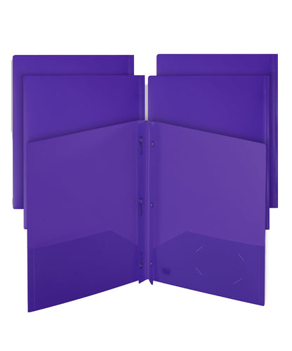 Mr. Pen- Plastic Folders with Pockets and Prongs, 5 Pack, Letter Size
