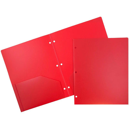 JAM PAPER Heavy Duty Plastic 3 Hole Punch Pocket Folders - Extra Tough School Folders - Assorted Primary Colors - 6/Pack