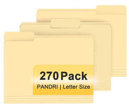 PANDRI Colored File Folders, 270 Pack 1/3 Cut Tab File Folder, 6 Colors