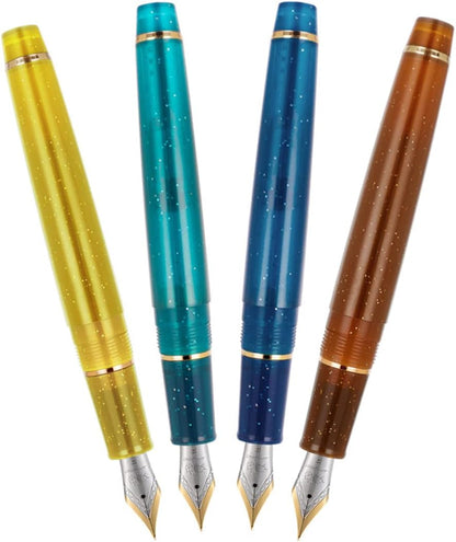 Gullor Transparent Fluorescent Fountain Pen, Resin, with Converter, Multicolor Ink Cartridges, Gift Box, Extra Fine Nib