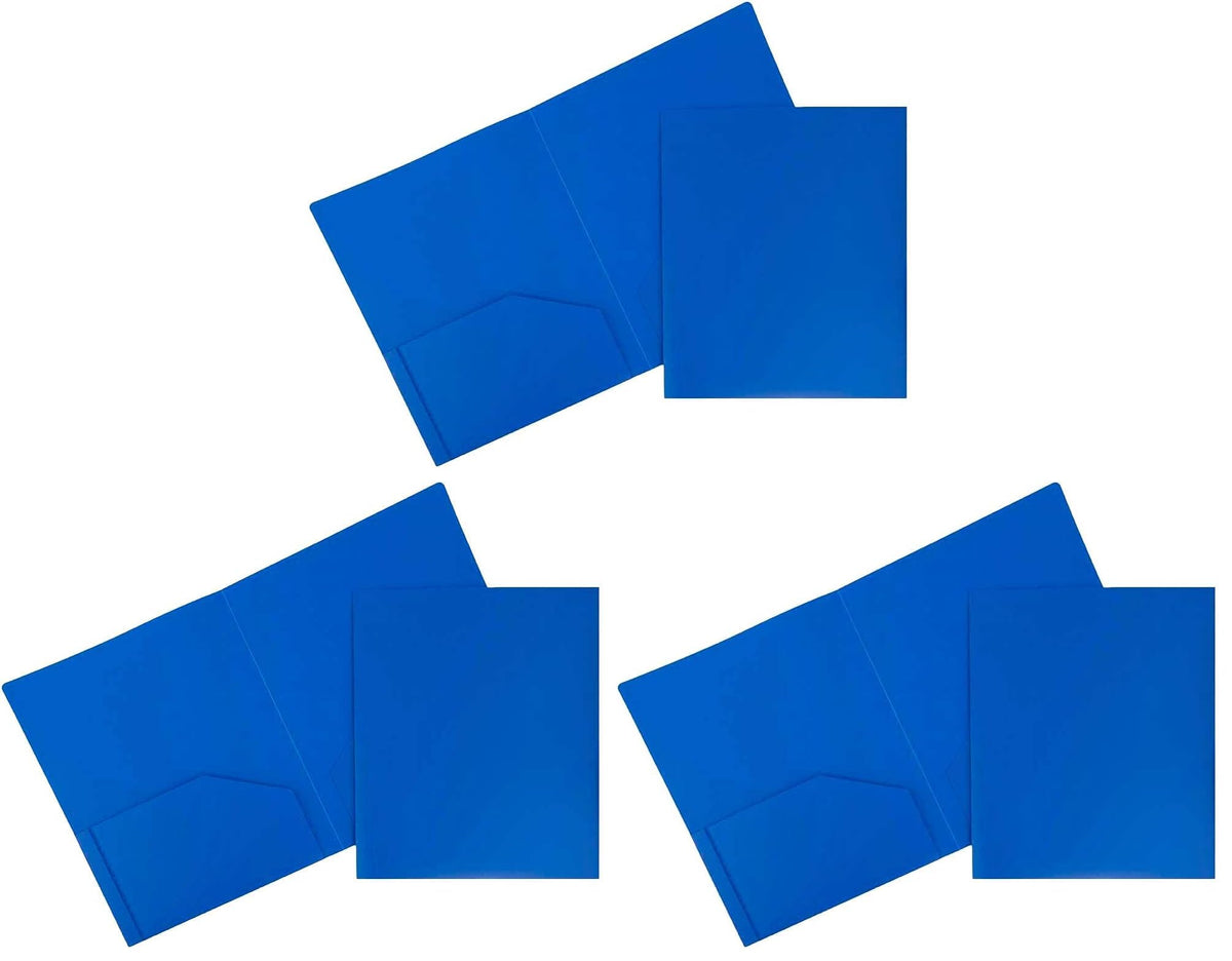 JAM PAPER Heavy Duty Plastic 2 Pocket Extra Tough School Folders - Assorted Primary Colors - 6/Pack
