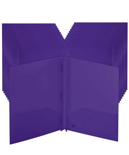 Mr. Pen- Plastic Folders with Pockets and Prongs, 5 Pack, Letter Size