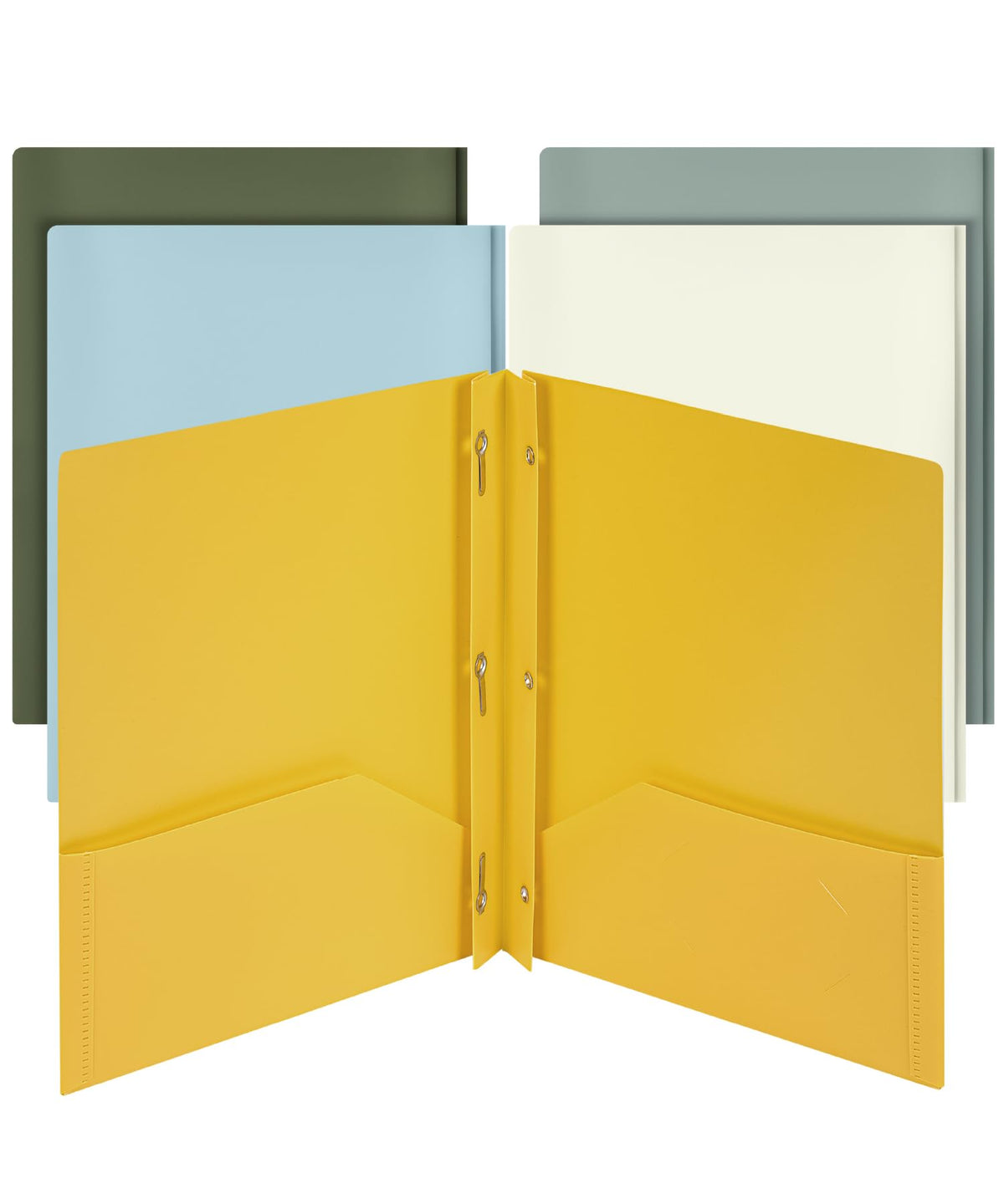 Mr. Pen- Plastic Folders with Pockets and Prongs, 5 Pack, Letter Size