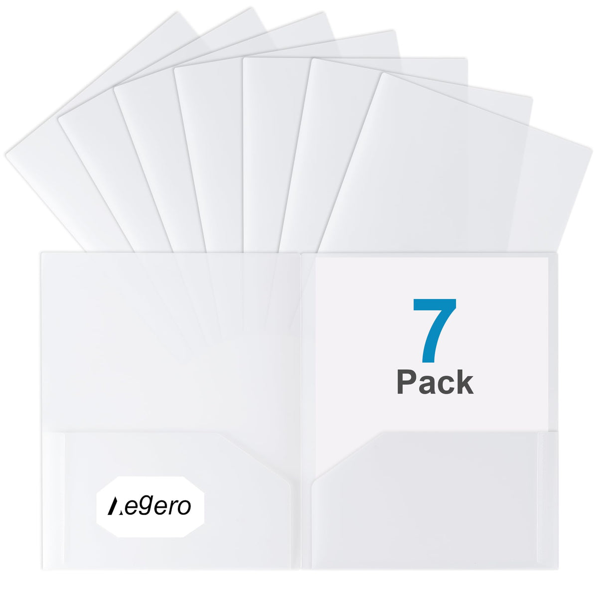 Aegero Plastic Folders with Pockets (7 Pack, Assorted Colors)