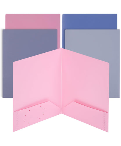 Mr. Pen- Plastic Folders with Pockets, 5 pcs | Aesthetic File Folder with Business Card Slot, 2-Pocket Folder, Back to School, Office, Filing Supplies