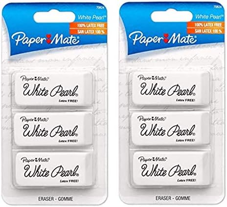 6 Count White Pearl Erasers, Large, (70624)