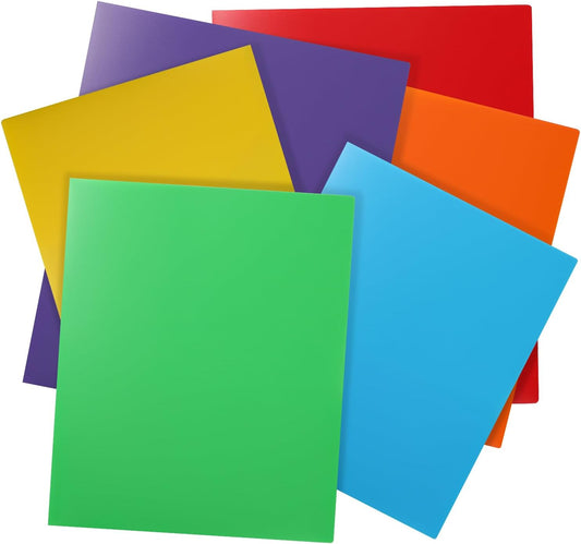 Cesil Plastic Folders with Pockets (6 Pack, Assorted Colors)