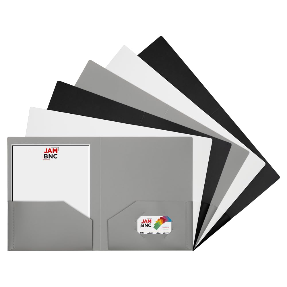 JAM PAPER Heavy Duty Plastic 2 Pocket Extra Tough School Folders - Assorted Primary Colors - 6/Pack