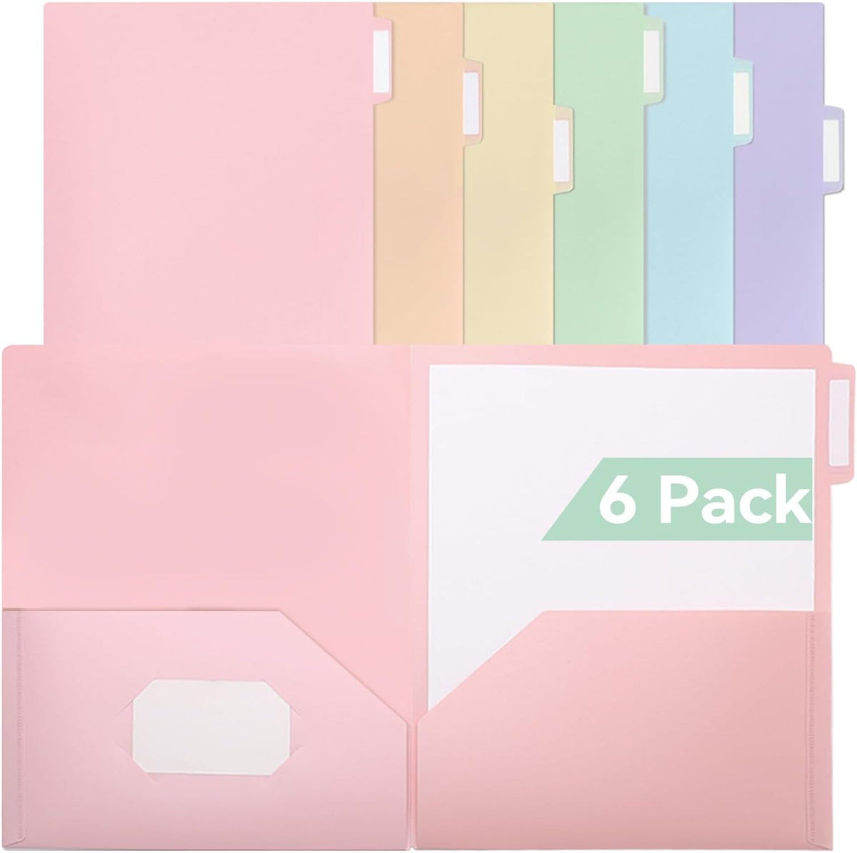 SortRax Plastic Folders with Pockets, School Folders with Side Tabs, Pastel