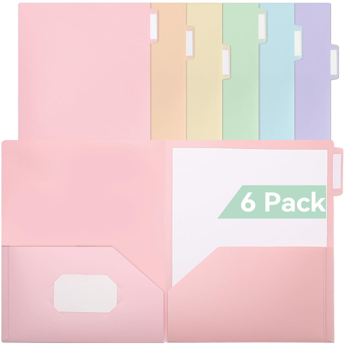 SortRax Plastic Folders with Pockets, School Folders with Side Tabs, Pastel