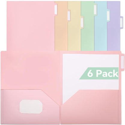 SortRax Plastic Folders with Pockets, School Folders with Side Tabs, Pastel