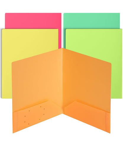 Mr. Pen- Plastic Folders with Pockets, 5 pcs | Aesthetic File Folder with Business Card Slot, 2-Pocket Folder, Back to School, Office, Filing Supplies