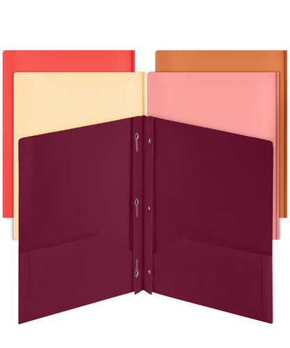Mr. Pen- Plastic Folders with Pockets and Prongs, 5 Pack, Letter Size
