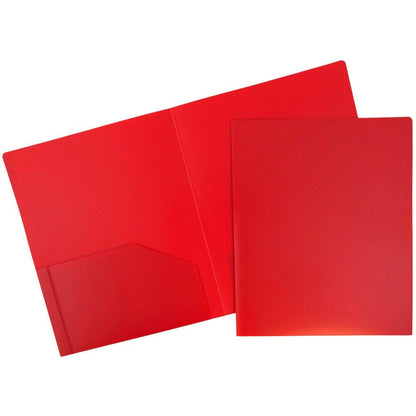 JAM PAPER Heavy Duty Plastic 2 Pocket Extra Tough School Folders - Assorted Primary Colors - 6/Pack