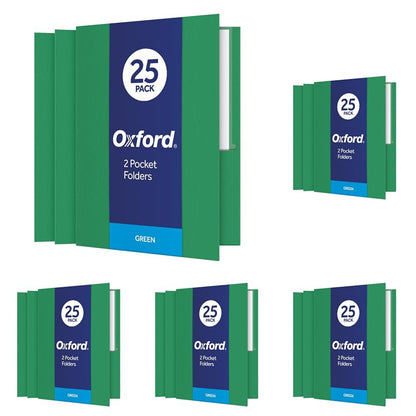 Oxford Twin-Pocket Folders, Textured Paper, Letter Size, Dark Blue, Holds 100 Sheets, Box of 25 (57538EE)