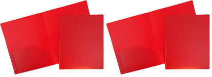 JAM PAPER Heavy Duty Plastic 2 Pocket Extra Tough School Folders - Assorted Primary Colors - 6/Pack