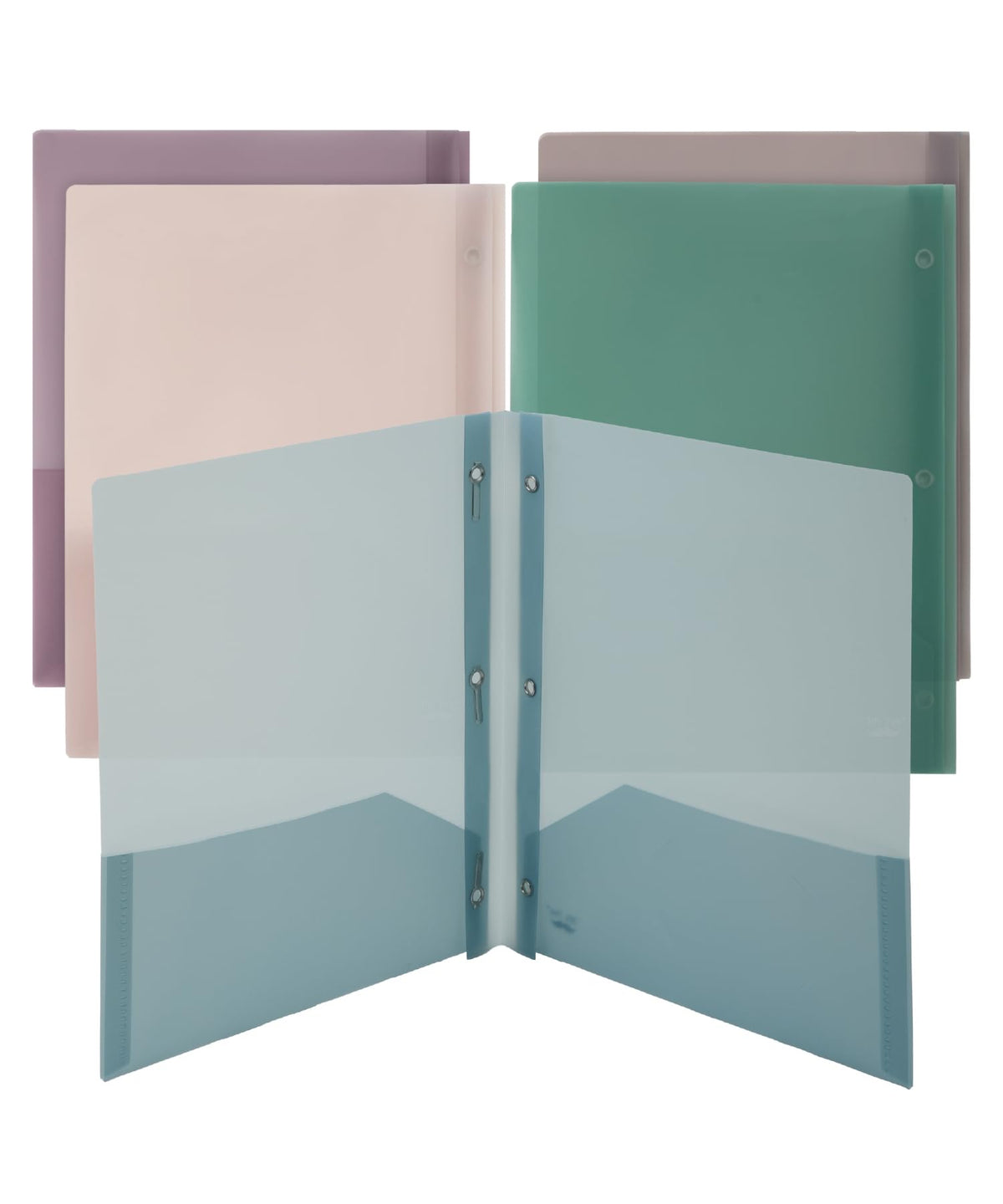 Mr. Pen- Plastic Folders with Pockets and Prongs, 5 Pack, Letter Size